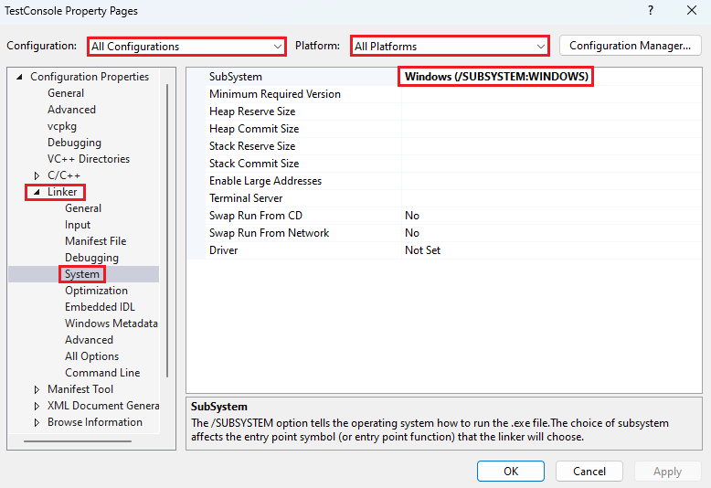 Select Windows Subsystem