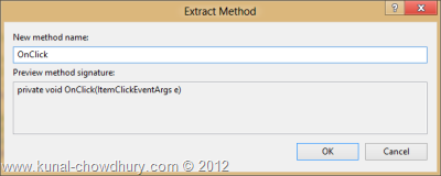 Visual Studio 2012 Refactor - Extract Method Visual Studio 2012 Refactor - Extract Method