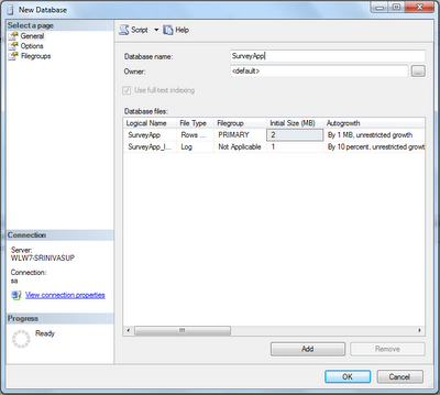 sql server sql server database screen