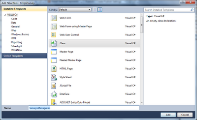 Survey Manager Screen Survey Manager Form