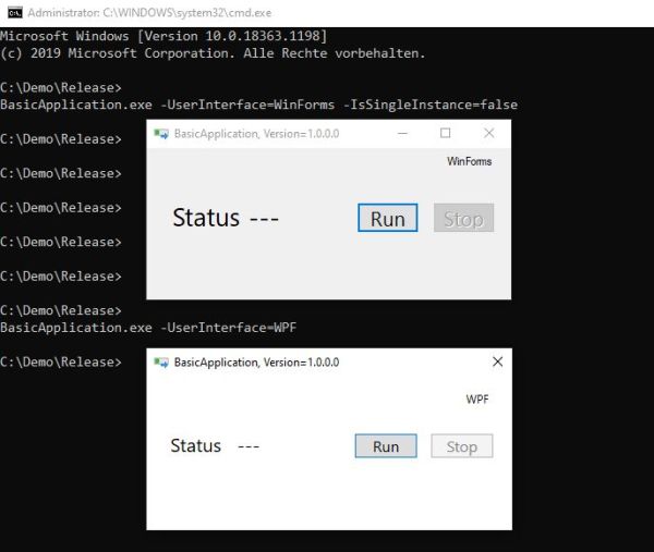 App with command-lines
