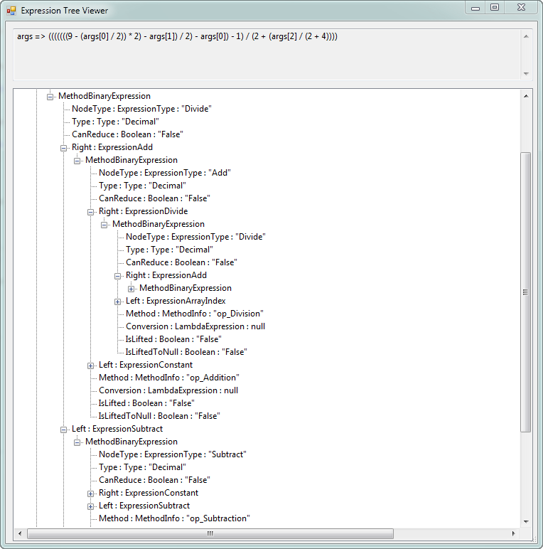 expression tree for expression evaluator